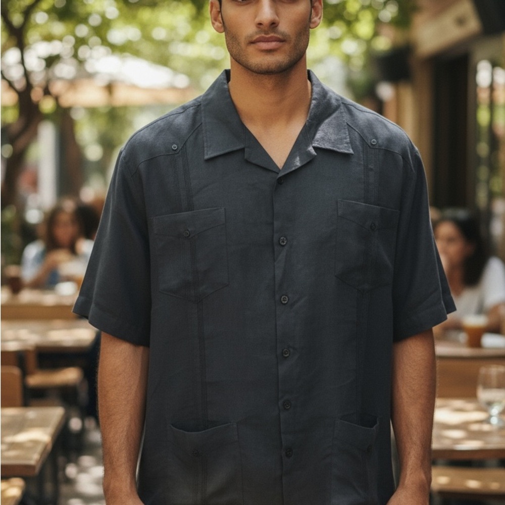 Cubavera Men's Dark Navy blue Casual Button Down Shirt